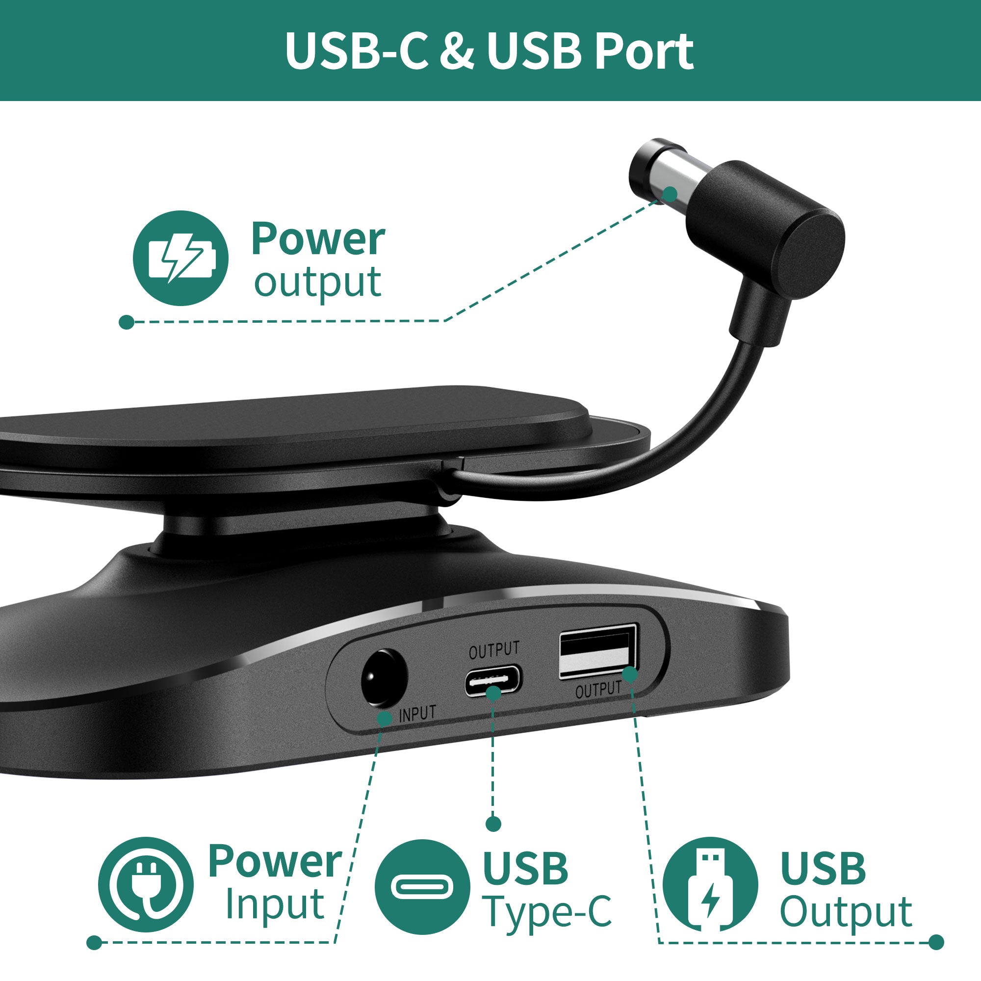 Adjustable Stand for Echo Show 8 (3rd Gen) with USB-C and USB Charging Port