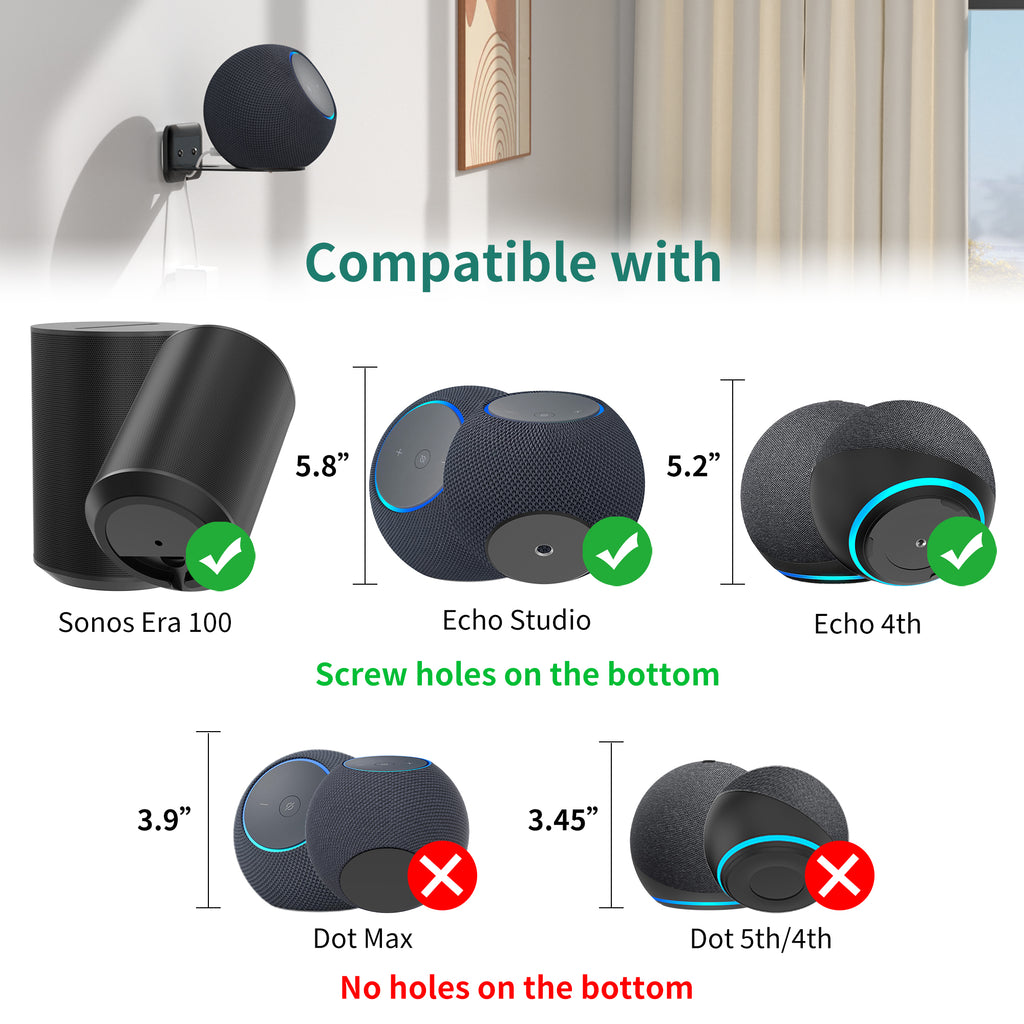 Wall Mount for Echo Studio 2nd Gen(2025 Release)/Sonos era 100