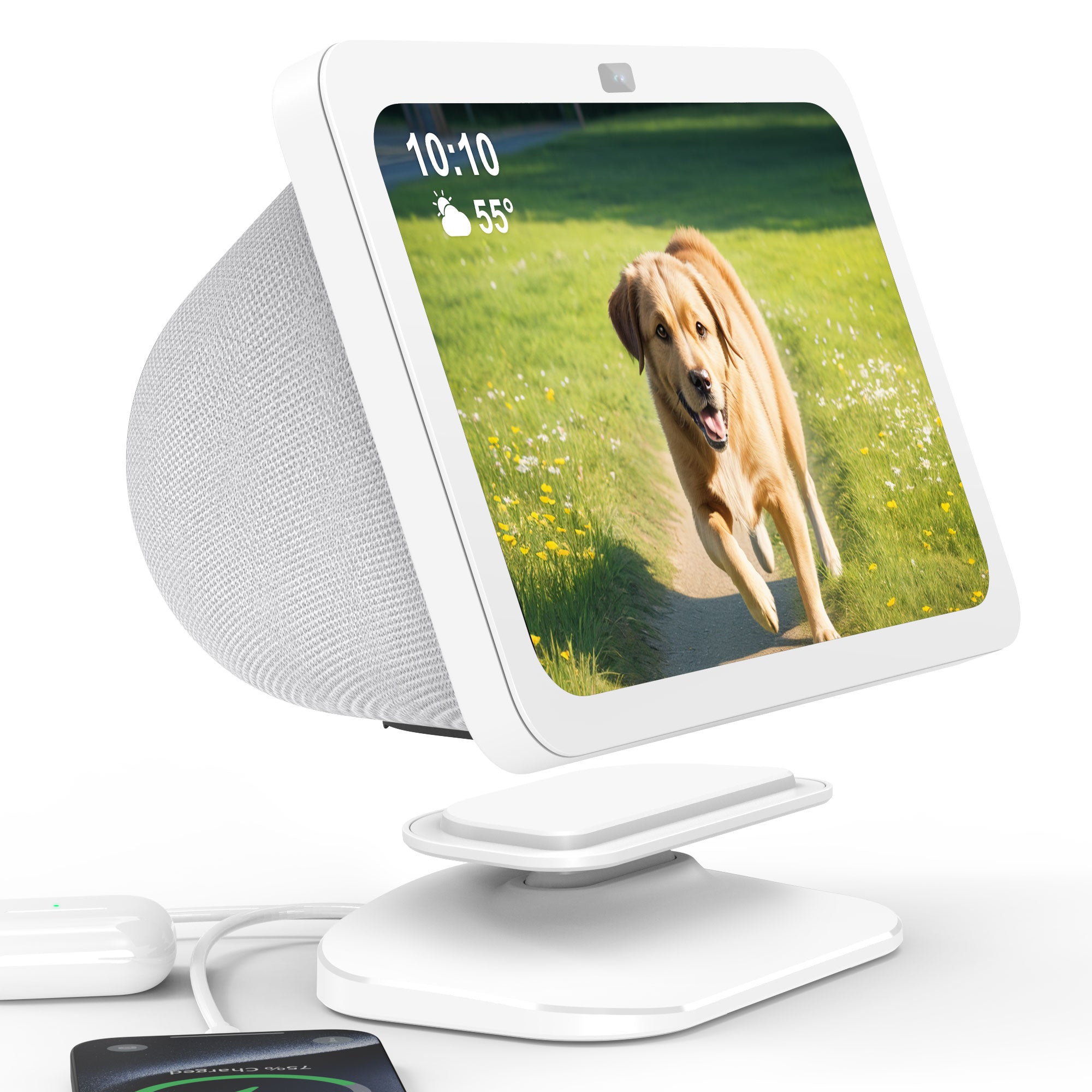 Adjustable Stand for Echo Show 8 (3rd Gen) with USB-C and USB Charging Port